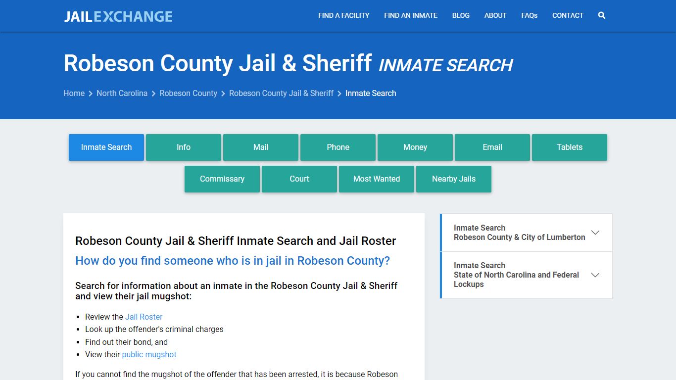 Inmate Search: Roster & Mugshots - Robeson County Jail & Sheriff, NC