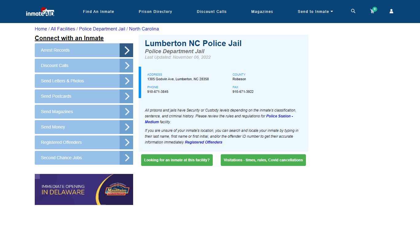 Lumberton NC Police Jail & Inmate Search - Lumberton, NC